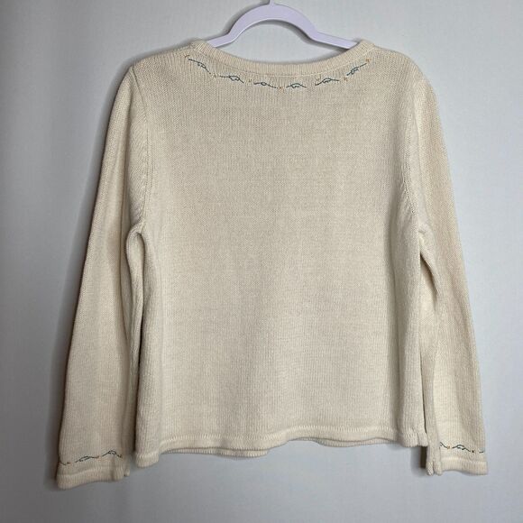 Christopher & Banks Winter Forest Cabin Full Button Sweater Cardigan Size L - Picture 2 of 14